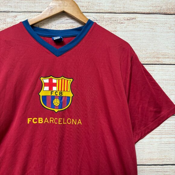 FC Barcelona Official Red Soccer Jersey XL Crest Logo V-Neck Tee Shirt Y2k - Picture 3 of 9